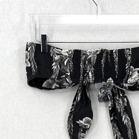 ALLSAINTS Riah Mia Bandeau Top Women 8 Black white Tie Front Vacation Travel NEW - Picture 10 of 16